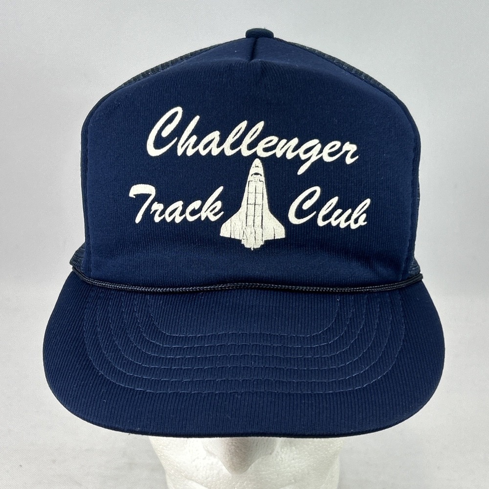 Vintage Challenger Track Club Hat Cap Snap Back Mesh Trucker Shuttle Rope Brim